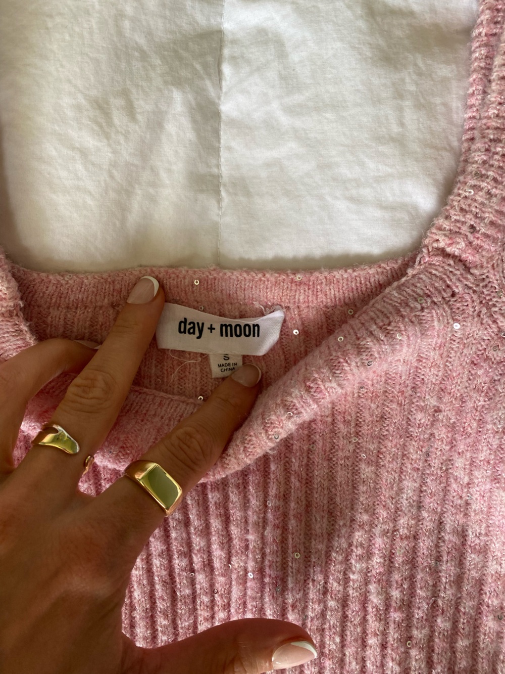 Delicate Pink Ribbed Square-Neck Sweater - Picture 2 of 3